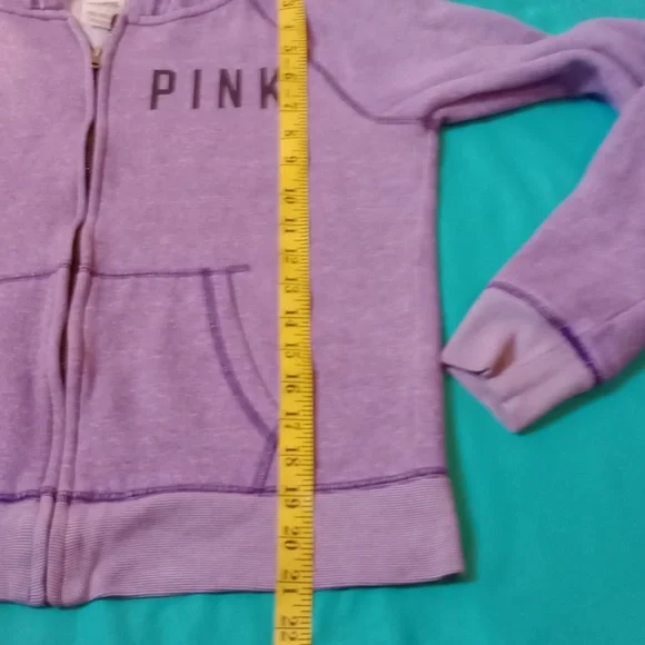 PINK VICTORIA SECRET PURPLE JACKET WITH HOOD, SIZE SMALL - Picture 8 of 9